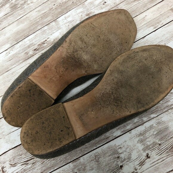6.5 M Marchez Vous Italy XO Yeardley Paisley Brocade Blue Gray Ballet Flat Shoes - Picture 11 of 12